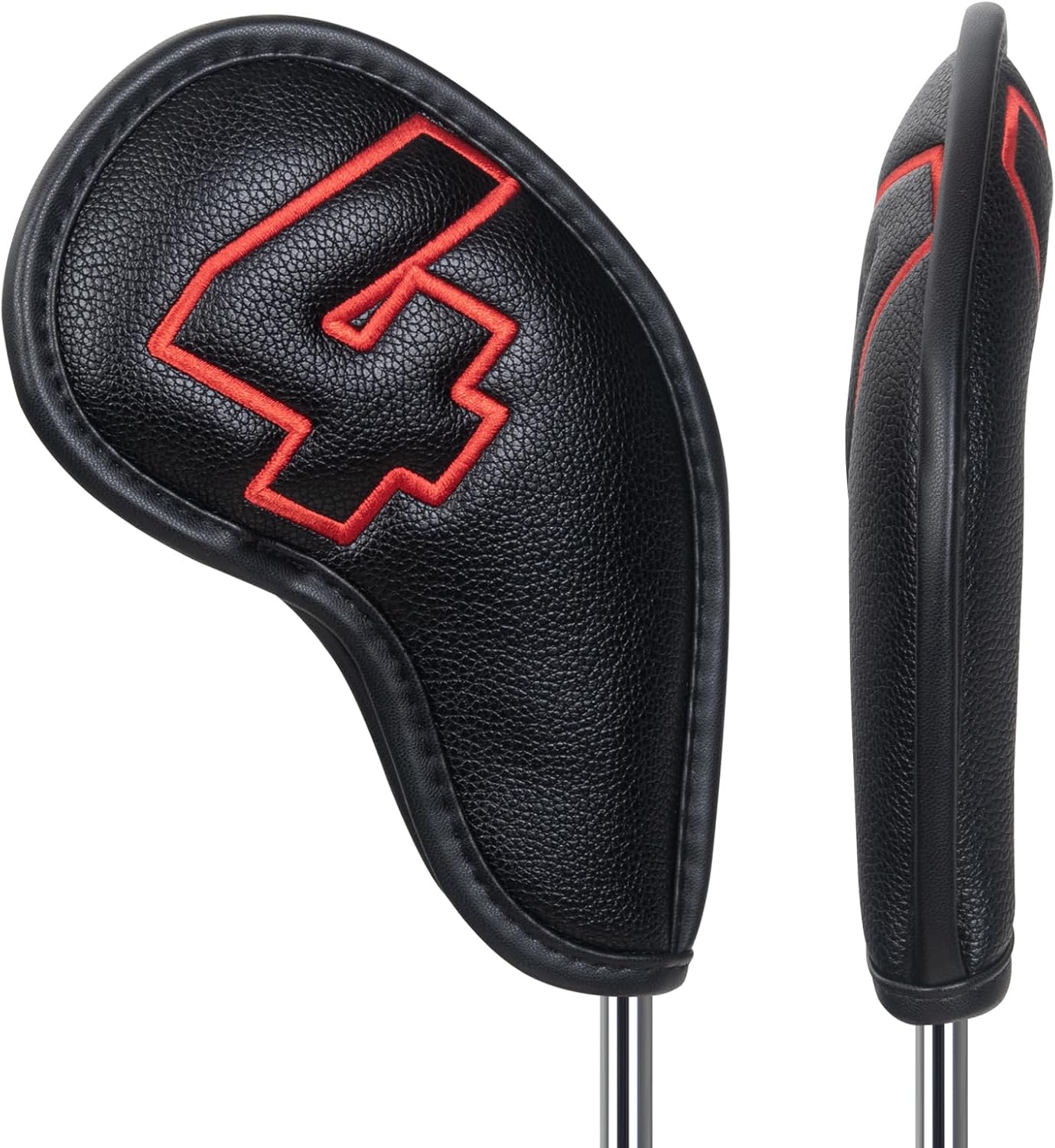 Craftsman Golf 10pcs Red No. on Both Sides Magnetic Closure Classic Black Leather Iron Headcover Covers Set Travel Cases Protector Available Custom with Name