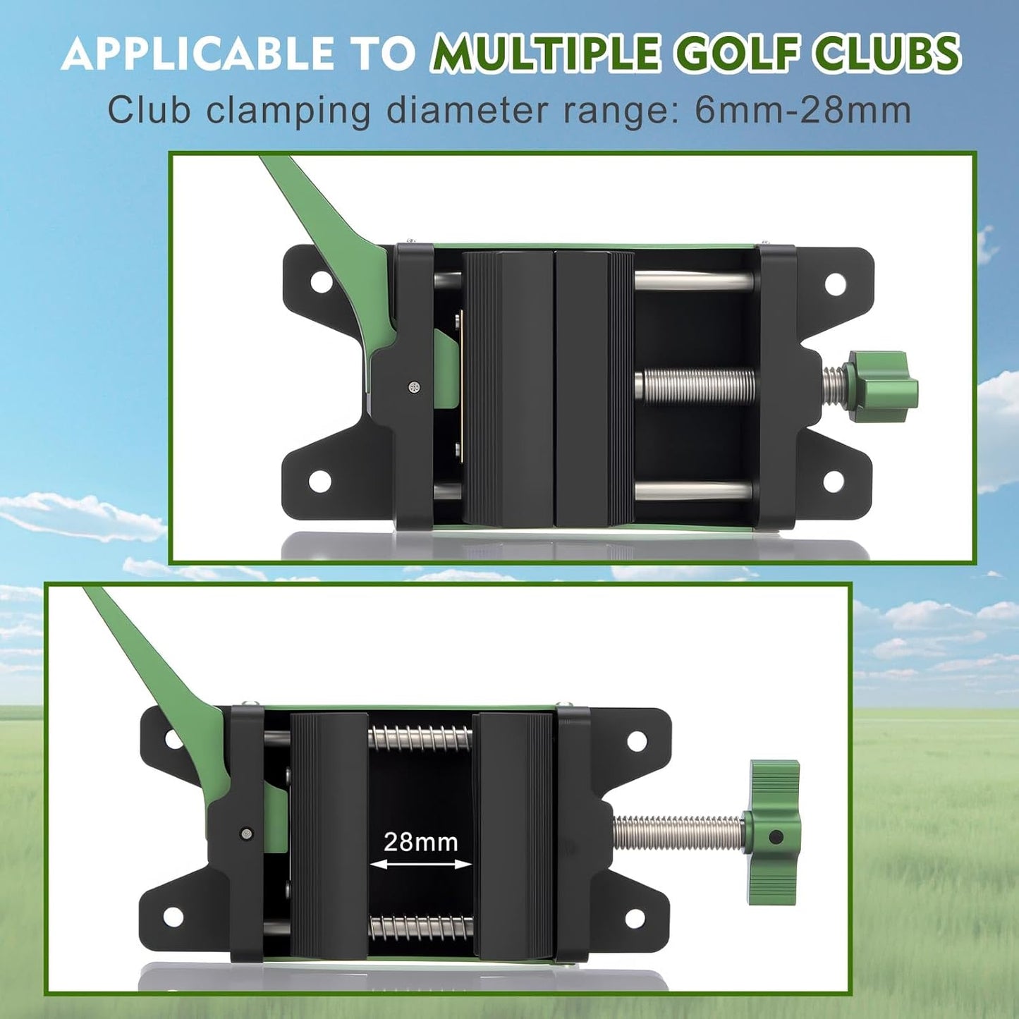 Soulchen Golf Club Vise Clamp Kit Golf Regripping Kit with Quick Release Vise Clamp Tapes Strips Tape Remover and 13 Pcs Double Sided Tapes for Home Travel Removal Tool, Solvent Not Included