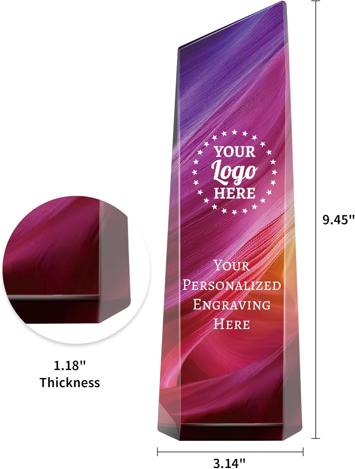 Personalized Crystal Trophy Award - Award for Employees- Plaques Custom Engraved- Coworker Gift,Employee Appreciation Gift,Ideal for Business Events and Occasions (Custom Logo/Engraved)