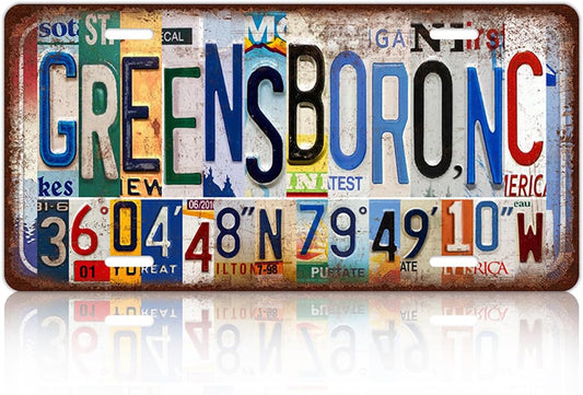 Vintage City Wall Decor Greensboro,Nc License Plate Metal Sign Tin Signs Poster