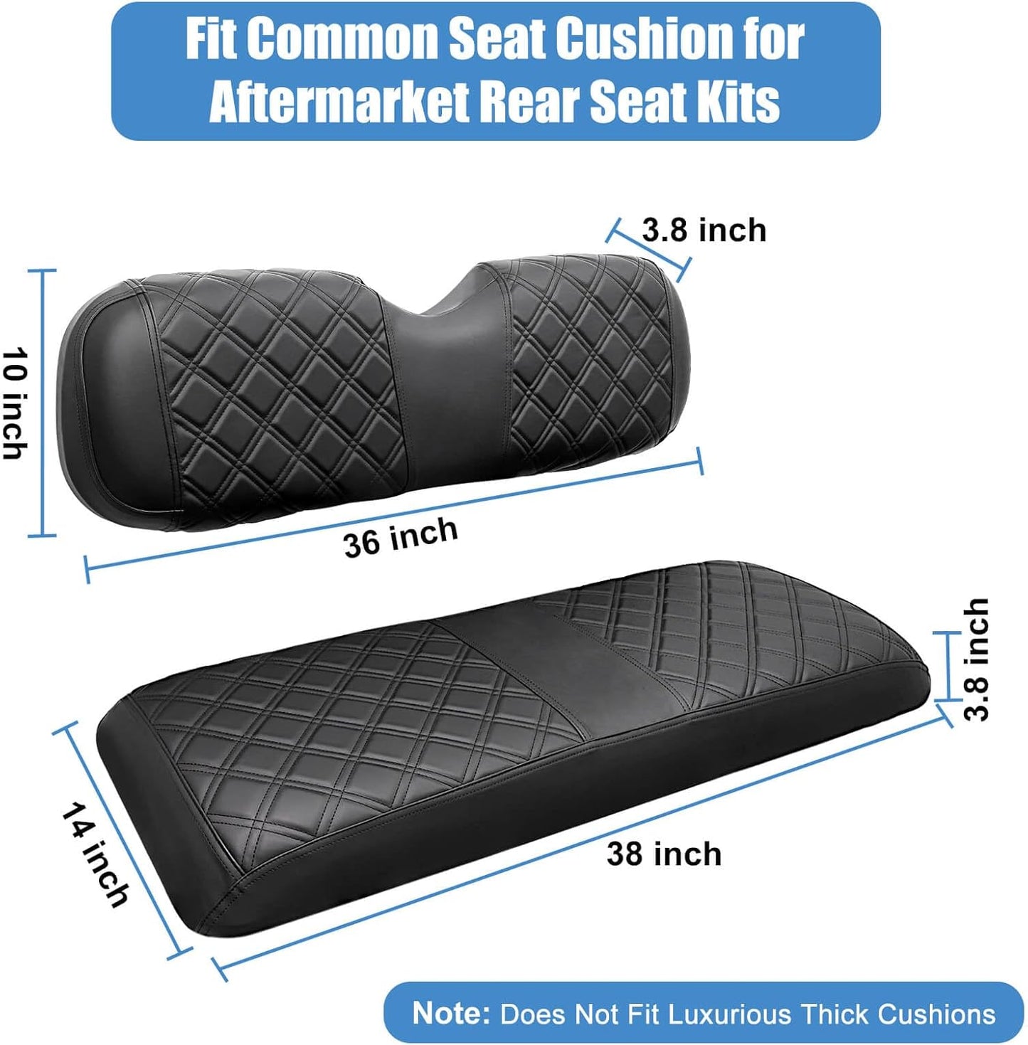 MOSNAI Golf Cart Rear Seat Covers for EZGO Club Car Yamaha Aftermarket Rear Seat Cushion, Rear Seat Cover with Concave and Convex Design, Thick Vinyl Leather Comfortable, Breathable & Easy to Clean
