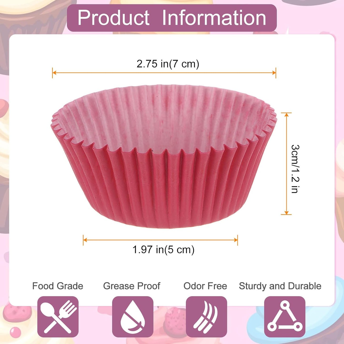 HARFINGTON 100 Count Cupcake Liners Red Cupcake Cups Standard Size Muffins Liners Papers Baking Cups Wrappers Greaseproof for Party Wedding Birthday