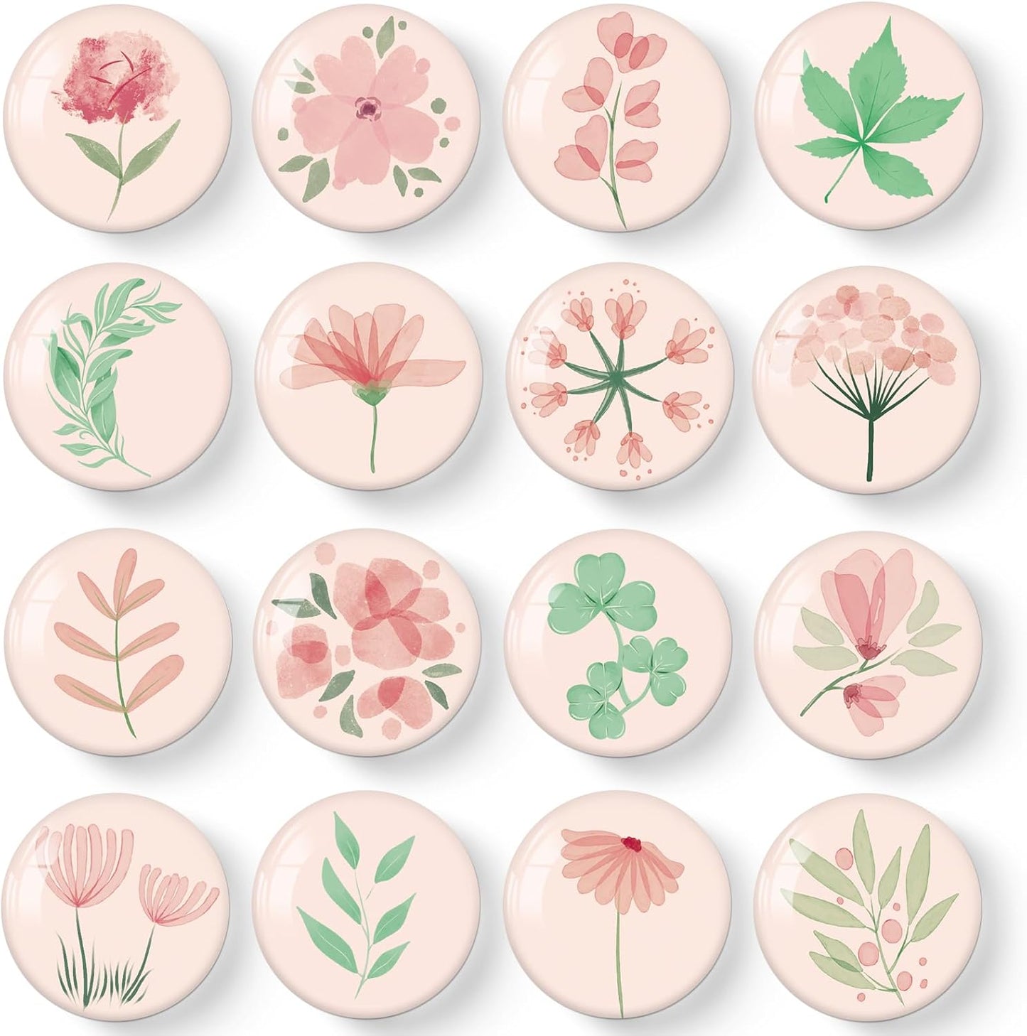 MORCART 16PCS Pink Plant Magnets for Fridge Refrigerator Cute Magnets Decoration for Locker Whiteboard Magnetic Board Cabinets Classroom Office Cubicle School