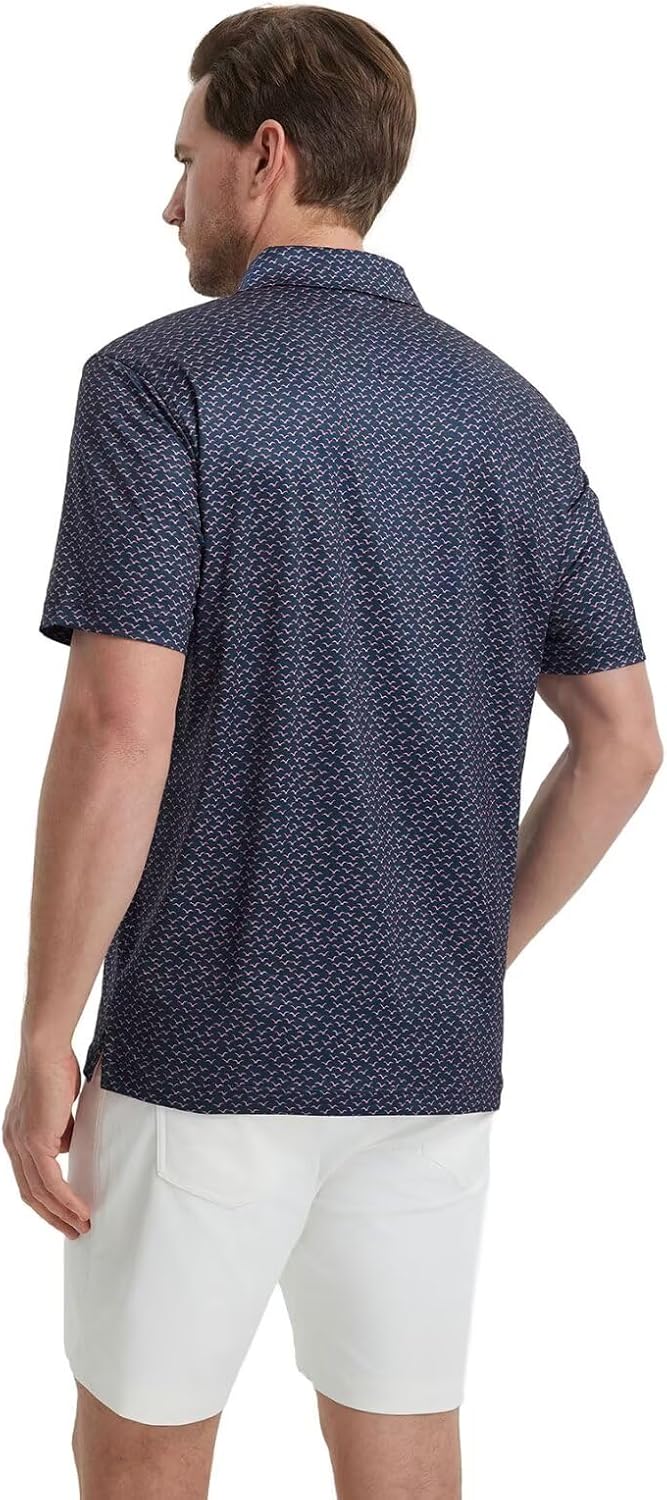 M MAELREG Mens Golf Shirt Short Sleeve Dry Fit Print Moisture Wicking Performance Patterns Collared Polo Shirt