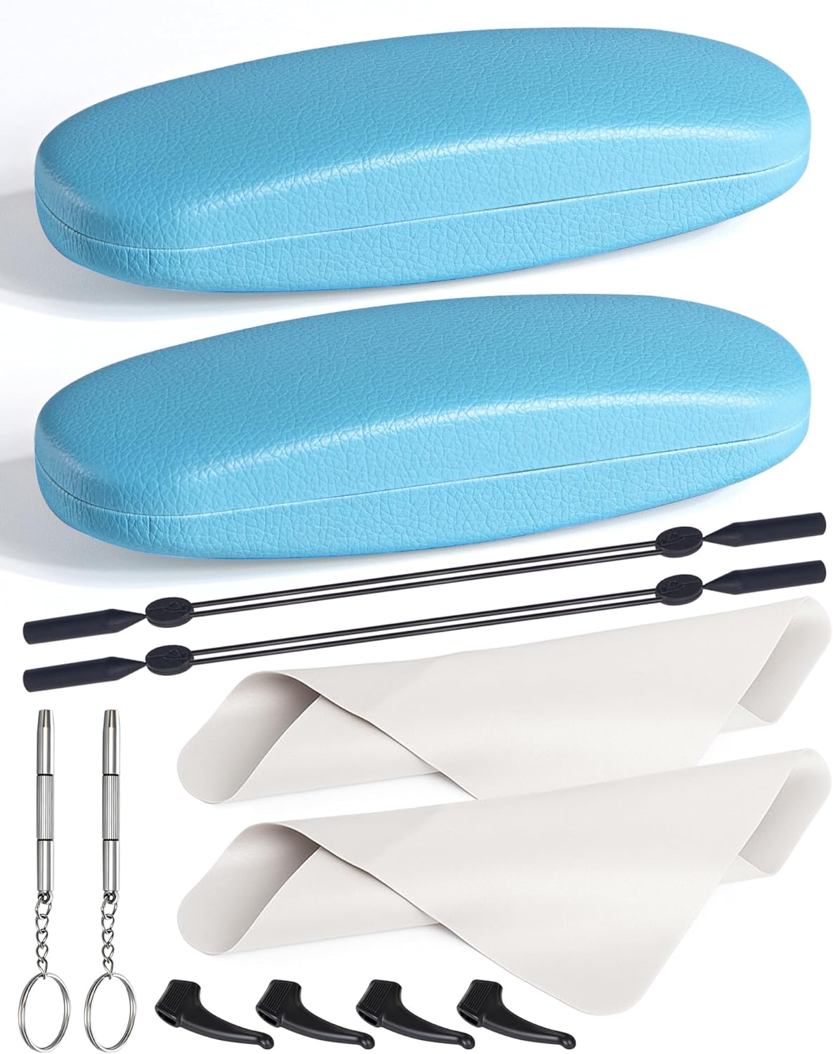 RayLove Glasses Case, Unisex Hard Shell Eyeglass Case, PU Leather Protective Hard Eye Glasses Cases with Eyewear Accessories