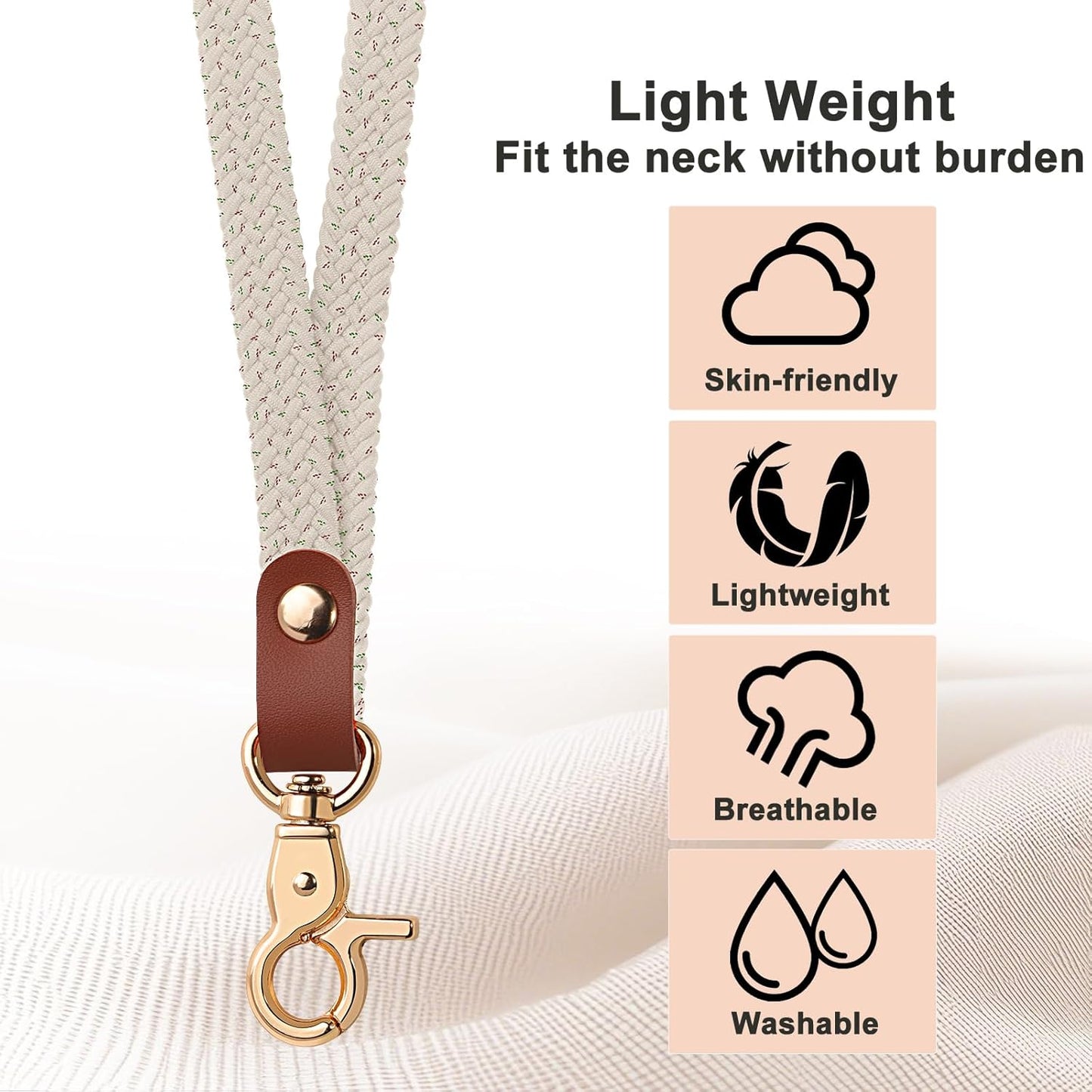 Fishent Stretchy Thin Lanyards for Keys ID Badges, Cute Long Teacher Neck Key Lanyard Keychains for Women Men Wallet Phone(Sakura Blossoms)
