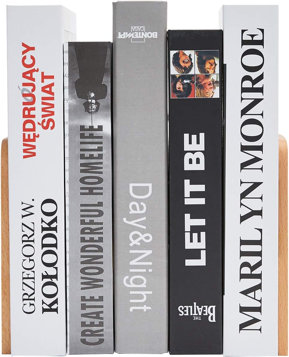 Pandapark Wood Bookends,Non-Skid Bookend for Shelves,Heavy Duty Bookends,Book Stand for Books/CDs,1 Pair