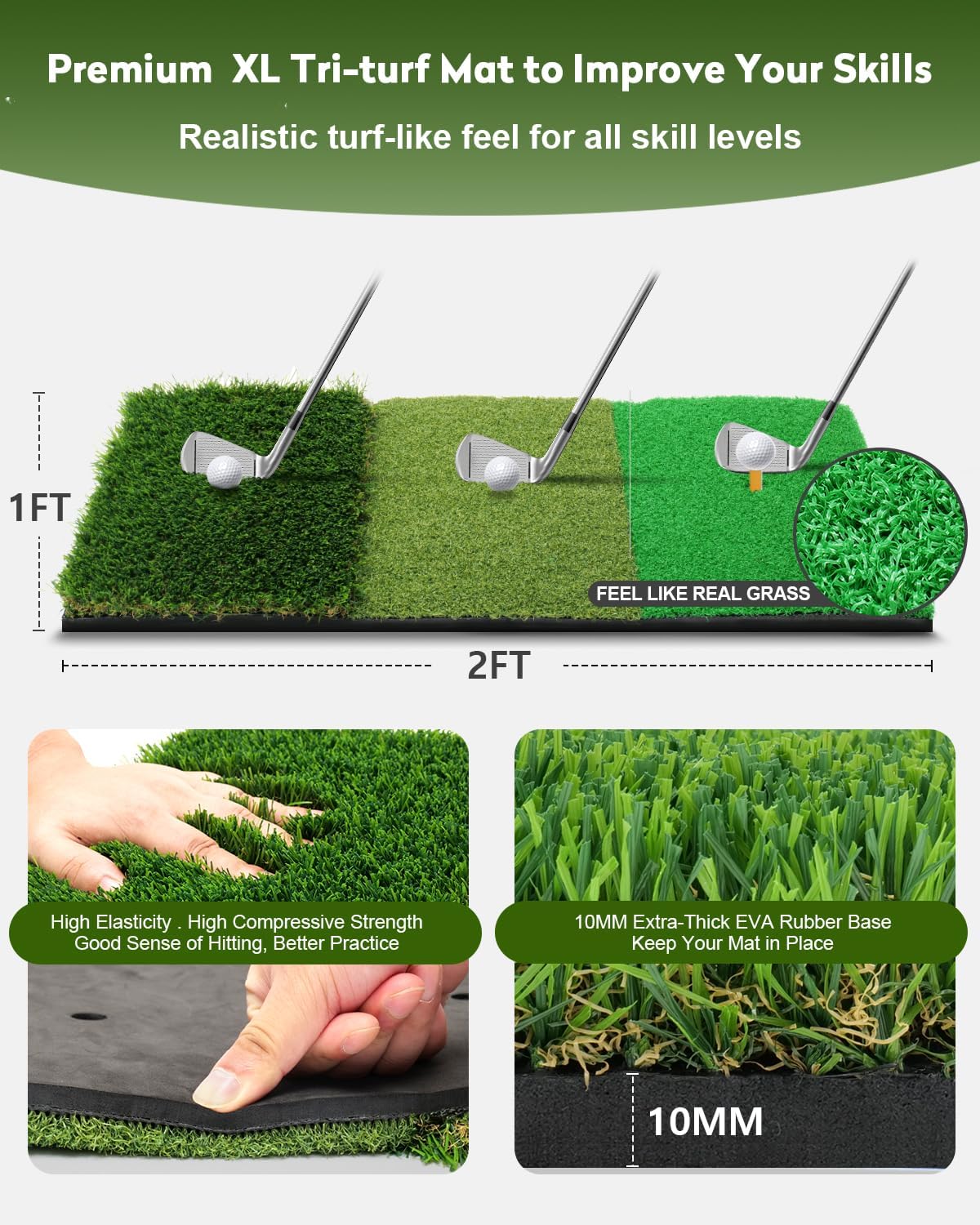 Easy POP UP Golf Net 10x7FT: No-Assembly Golf Hitting Net with Tri-Turf Mat - in Home Golf Practice Nets for Backyard Driving Chipping Swing Training with Travel Bag - Gifts for Men Teenagers Golfers