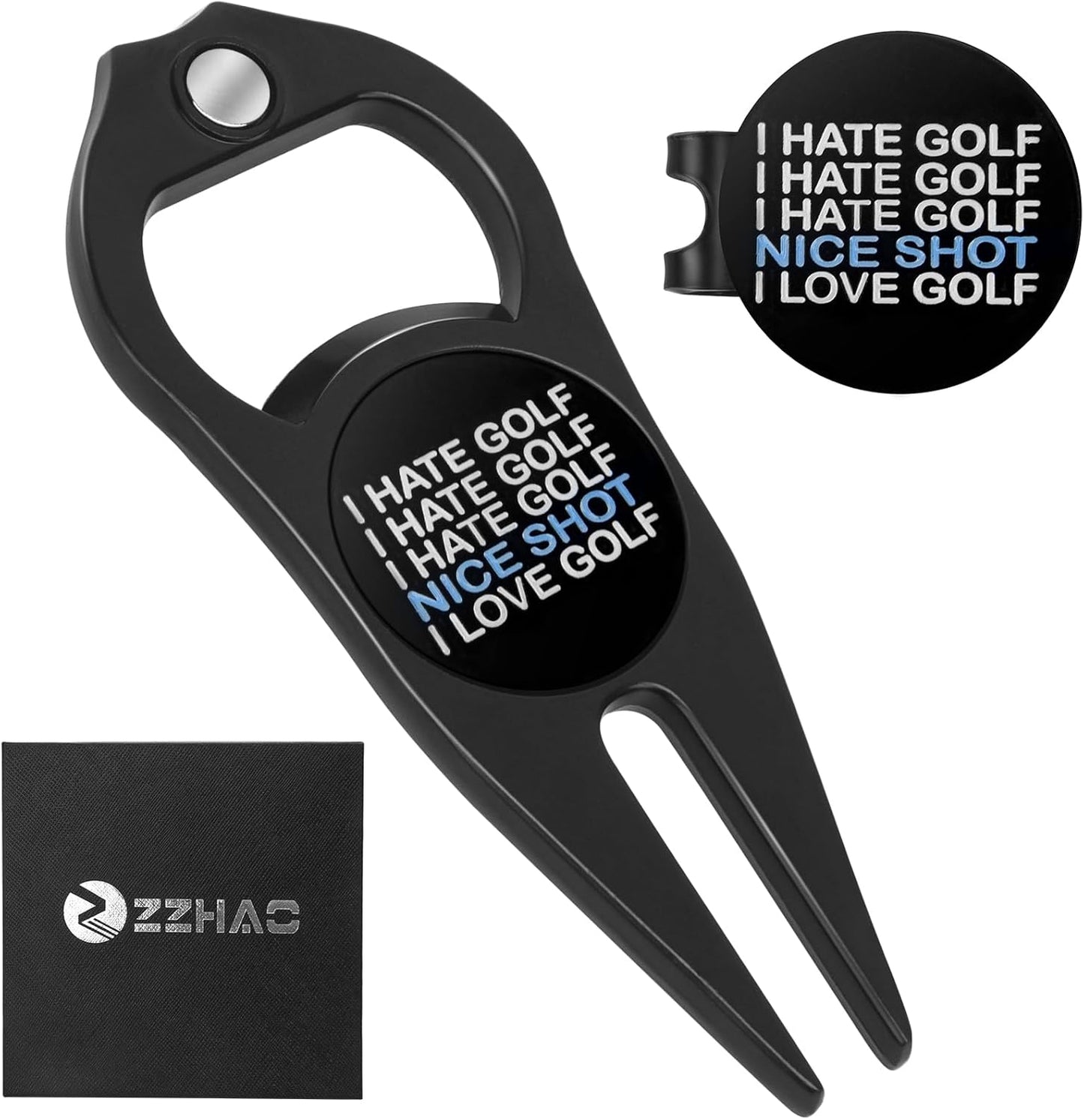 ZZHAO Golf Divot Tool and Golf Ball Marker, Divot Repair Tool，Golf Accessories for Men, Funny Gifts for Men, Tools for Men