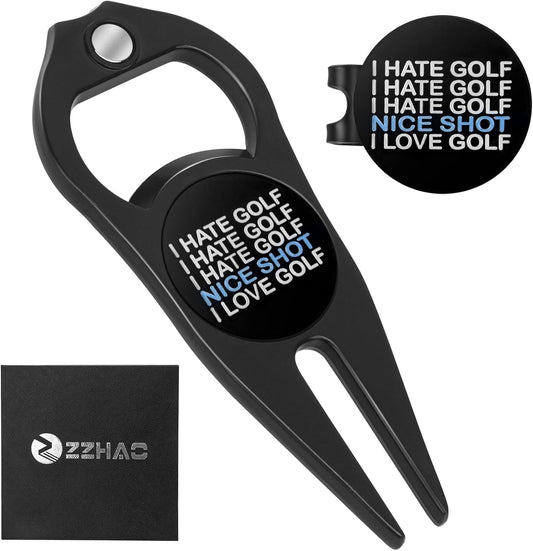 ZZHAO Golf Divot Tool and Golf Ball Marker, Divot Repair Tool，Golf Accessories for Men, Funny Gifts for Men, Tools for Men