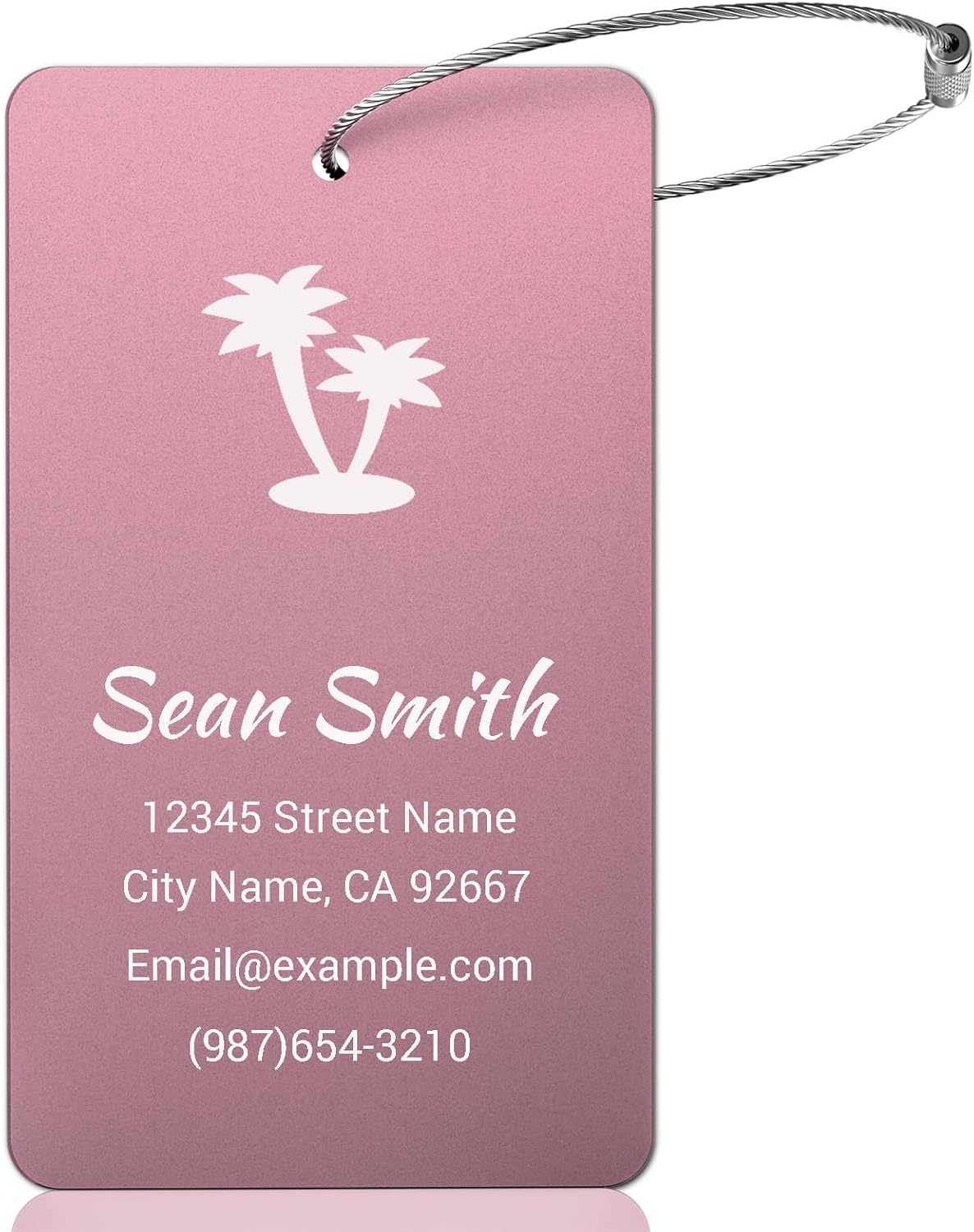 Luggage Tags for Suitcase - Personalized Engraved Metal Tag for Cruise Travel - Pink Custom Name Tags Suitable for Bags and Backpack No Underline (2x3.5 inch)