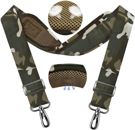 ZINZ 79.5" Universal Strap with Ultra-Thick Fixed Breathable Pad - Adjustable Heavy-Duty Shoulder Strap for Laptop, Crossbody, Luggage, Gym, Camera Bag and More,Camouflage Green