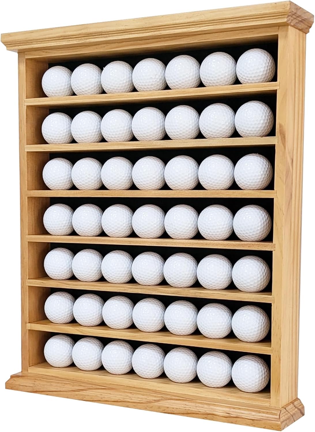 Deluxe Natural Wood Golf Ball Display Cabinet - Showcases Up to 49 Golf Balls - Ideal for Collectors & Enthusiasts