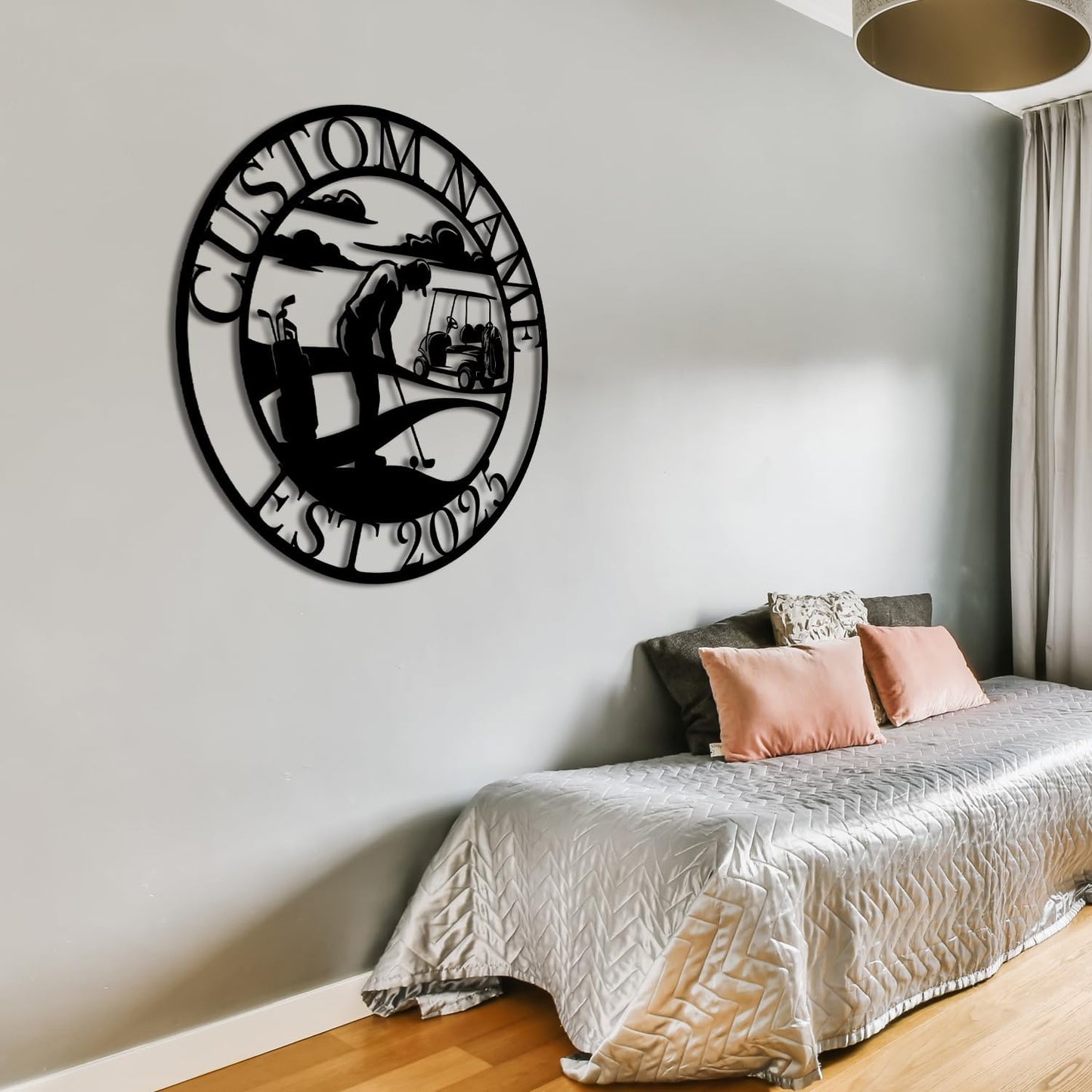 Personalized Custom Crossed Golf Metal Wall Art,Personalized Golfer Name Sign Decoration For Room,Hole Golf Club Decoration (Style-1)