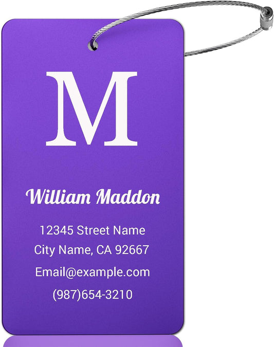 Luggage Tags for Suitcase - Personalized Engraved Metal Tag for Purple Cruise Travel - Custom Name Tags Suitable for Bags and Backpacks No Underline (2x3.5 inch)