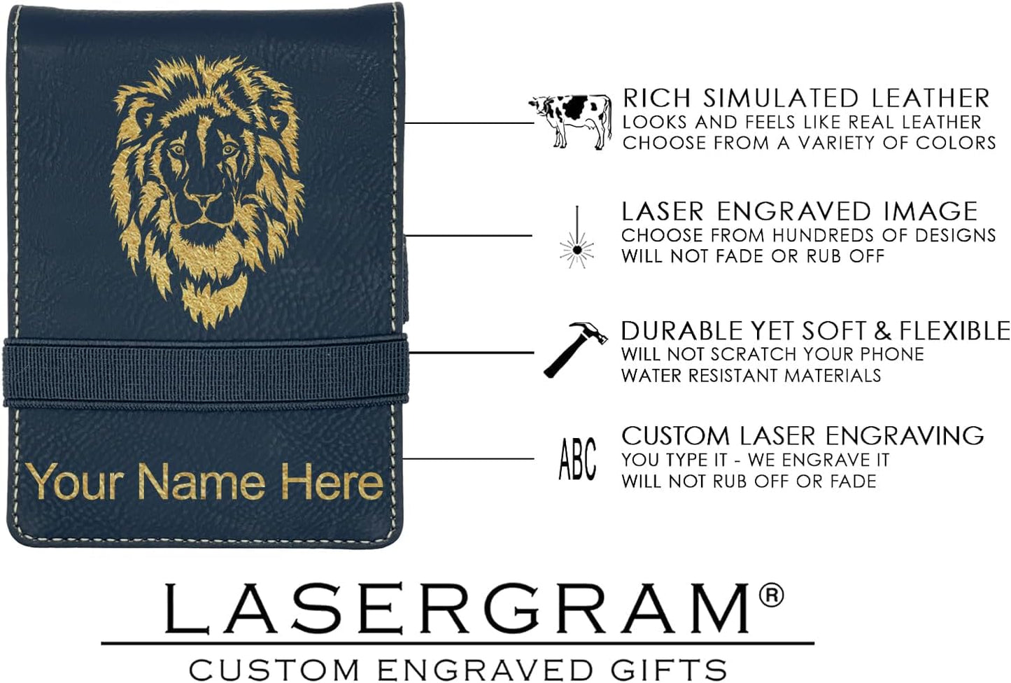 LaserGram Mini Padfolio with Notepad and Pen, Golfer Golfing, Personalized Engraving Included (Black with Gold)