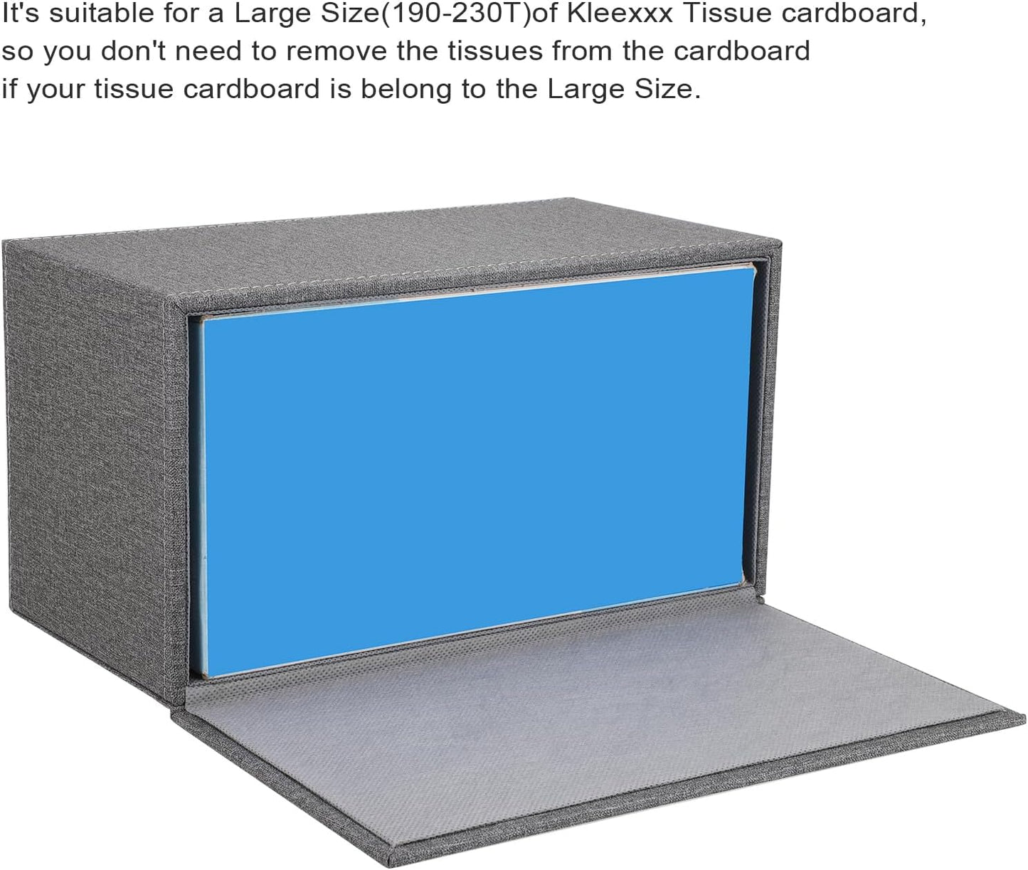 Sumnacon Tissue Box Cover Rectangular Tissue Box Holder Linen Tissue Box with Magnetic Bottom Decorative Grey Tissue Box for Bathroom Toilet Living Room Table Desk Office Car, Large