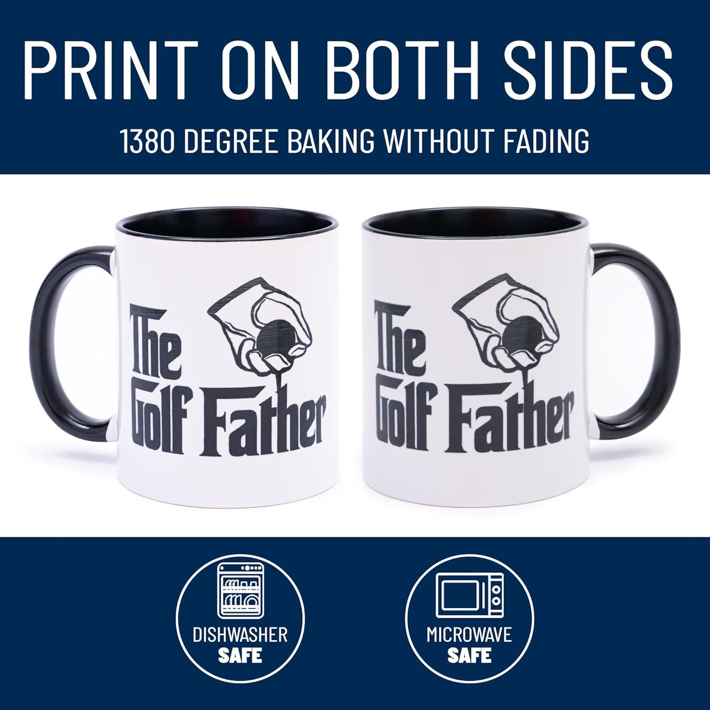 decorluxes Golf Gifts for Dad 11oz Ceramic Mug, Best Dad by Par Mug, Funny Golf Gift for Men, Husband, Gifts for Father’s Day, Birthday (Design 2)