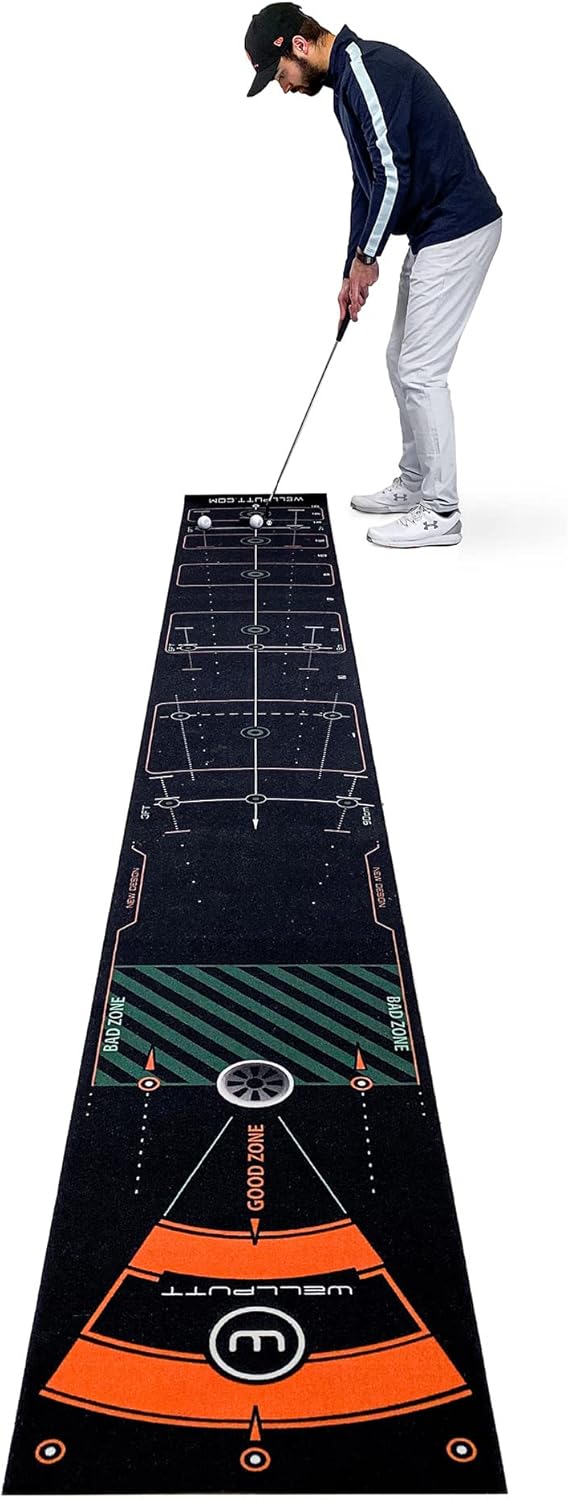 WELLPUTT - Golf Putting Training Mat - 13ft Black