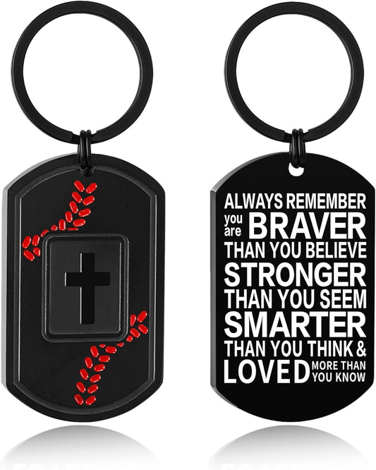 Football/Baseball/Soccer/Basketball Keychain for Men First Communion Baptism Confirmation Mens Gifts