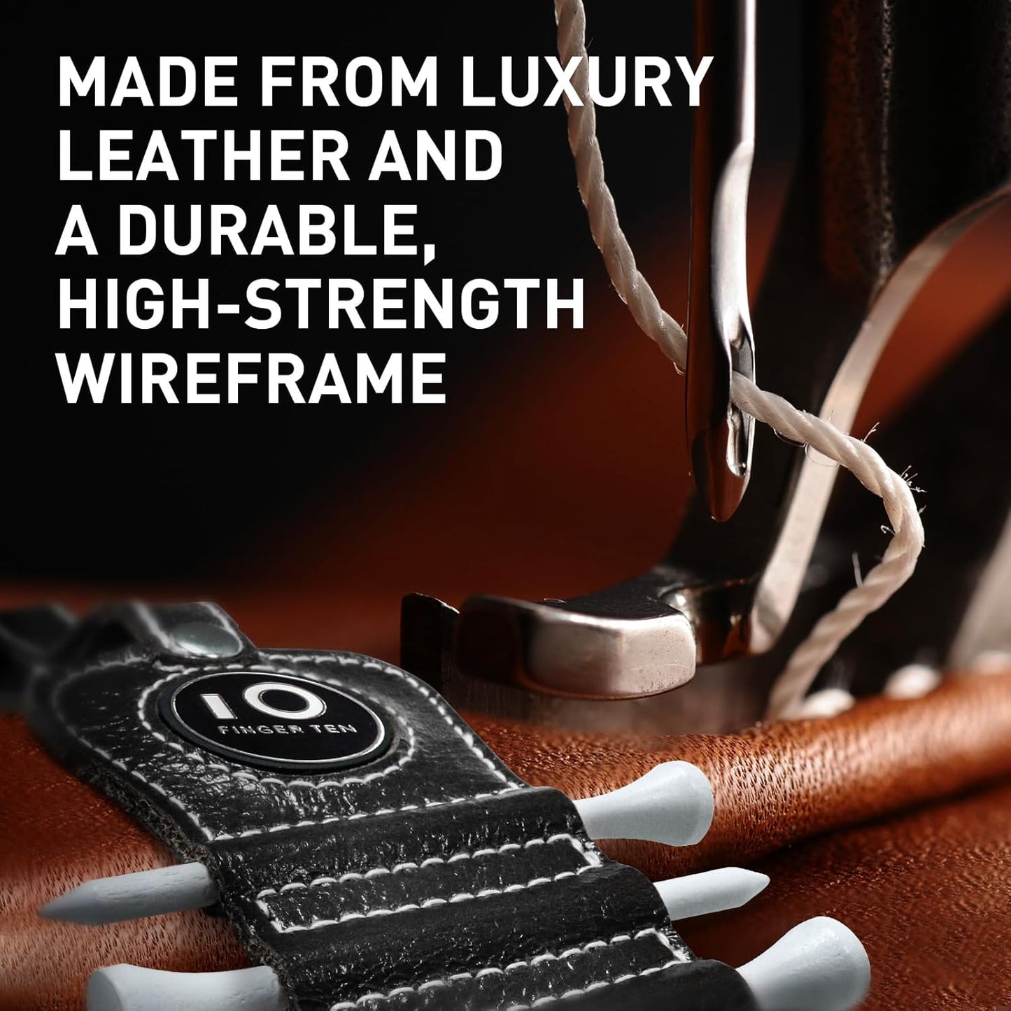 FINGER TEN Golf Tee Holder with Ball Marker and 4 Pcs Wood Tees Value 1/2 Pack, Luxury Leather Gift Hook to Golf Bag Belt Clip