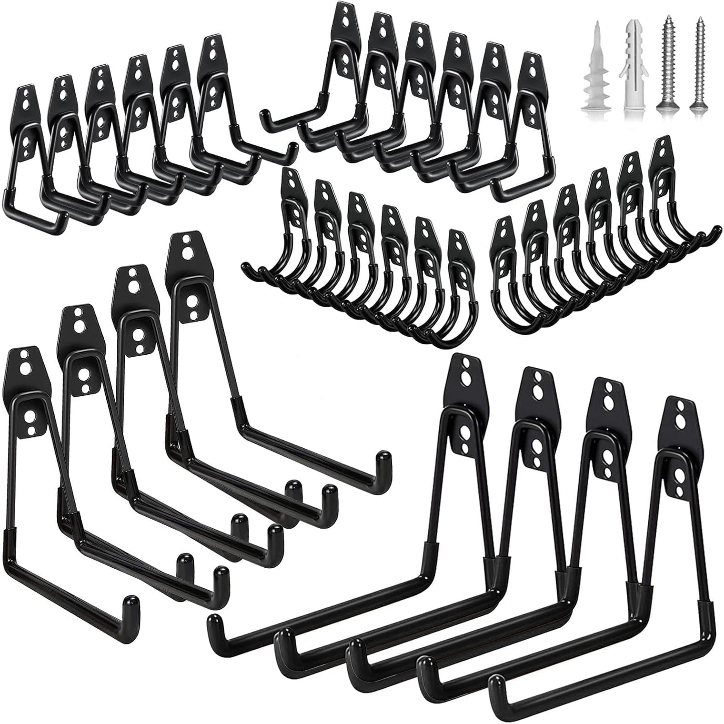 32 Pack Steel Garage Hooks Heavy Duty, Utility Wall Mount Hook with Anti-Slip Coating, Hanger & Organizer for Bulk Items, Bikes, Ladders, Power Tools, Ropes, and More Equipment