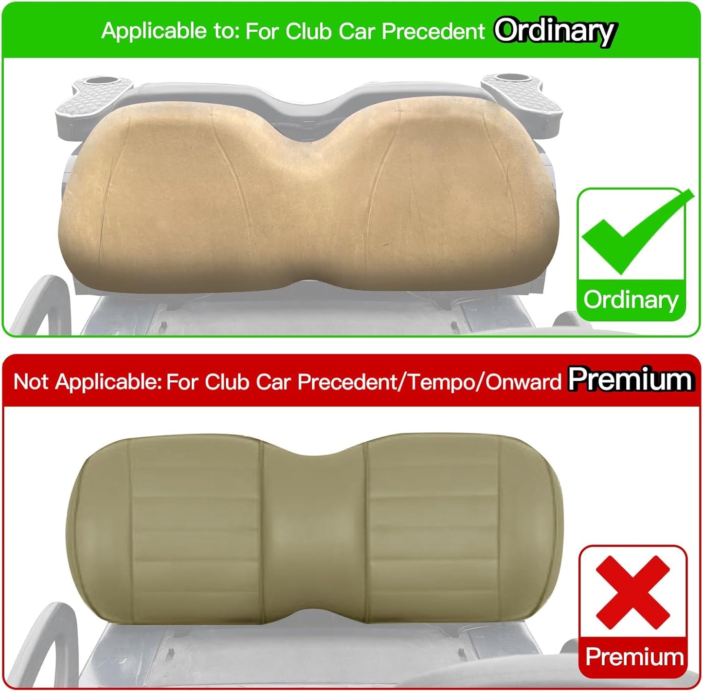 NOKINS Golf Cart Diamond Seat Covers Kit, Fit for Club Car Precedent OEM Standard Front Seat Cushion, Golf Cart Vinyl Seat Cover, No Nails Required