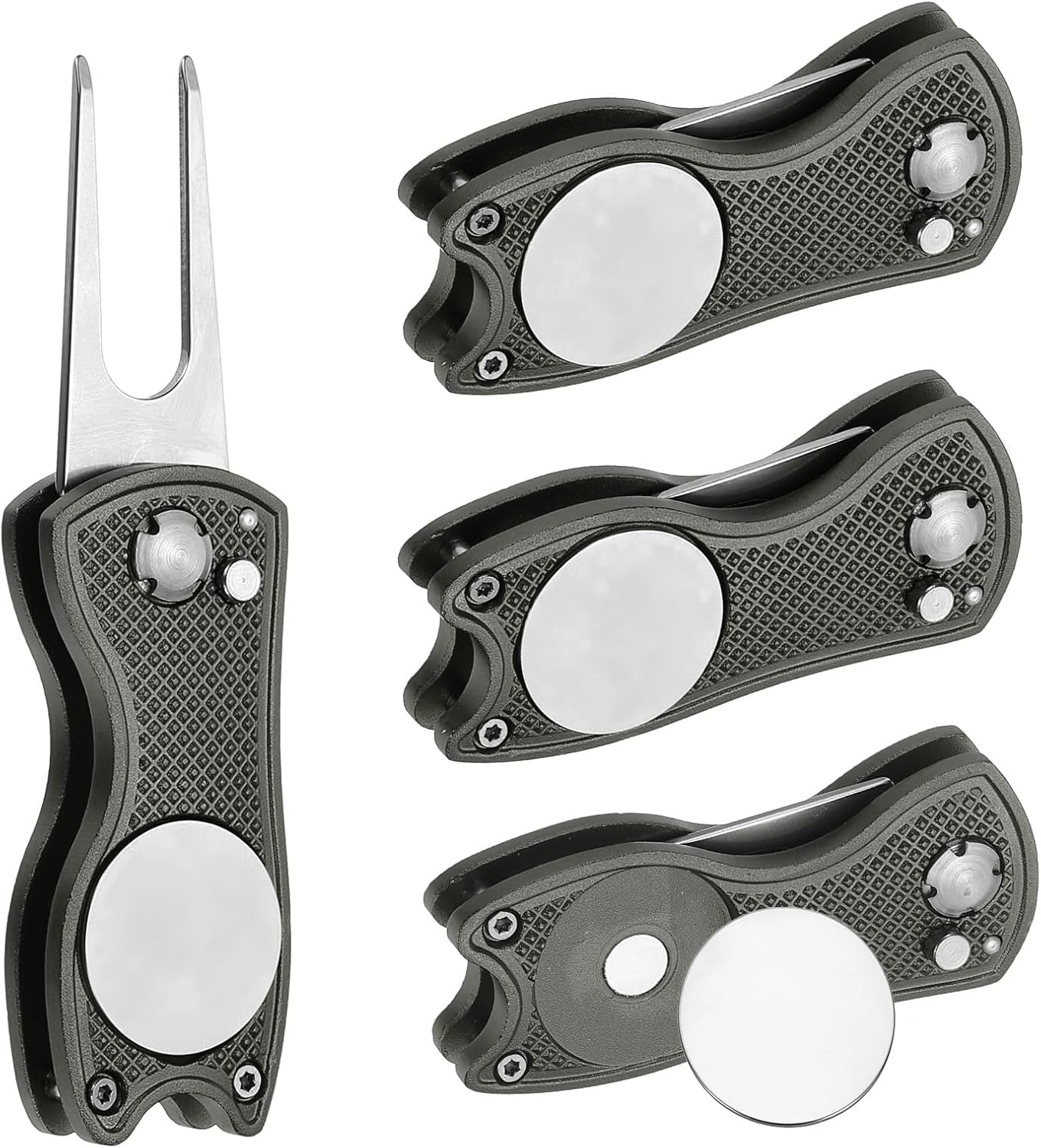 PATIKIL Golf Divot Repair Tool Foldable Metal Golf Green Divot Tool with Magnetic Ball Marker & Stainless Steel Fork