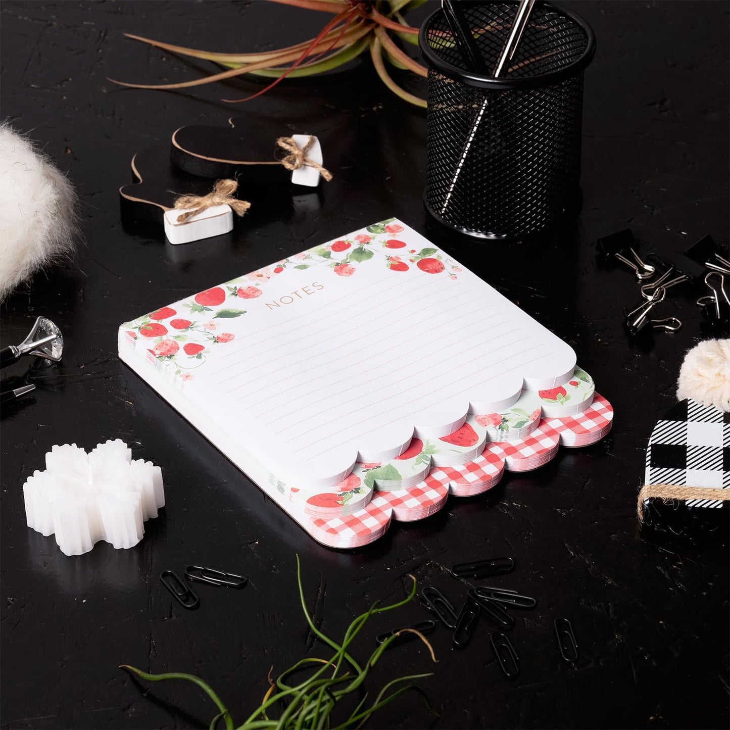 Eccolo Scalloped Edge 3-in-1 Layered Note Writing Pad (6.5-x-7.5" - 120 Pages, Strawberry)