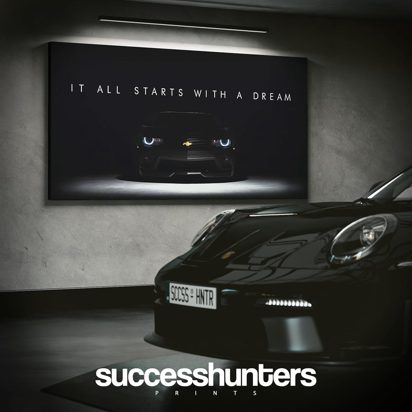 Motivational Wall Art for Office, Super Car Art Canvas, Inspirational Automotive Decor for Camaro Sportscar Lovers, Motivational Wall Decor for Office and Home, Inspiring Car Poster (30 X 15 in)