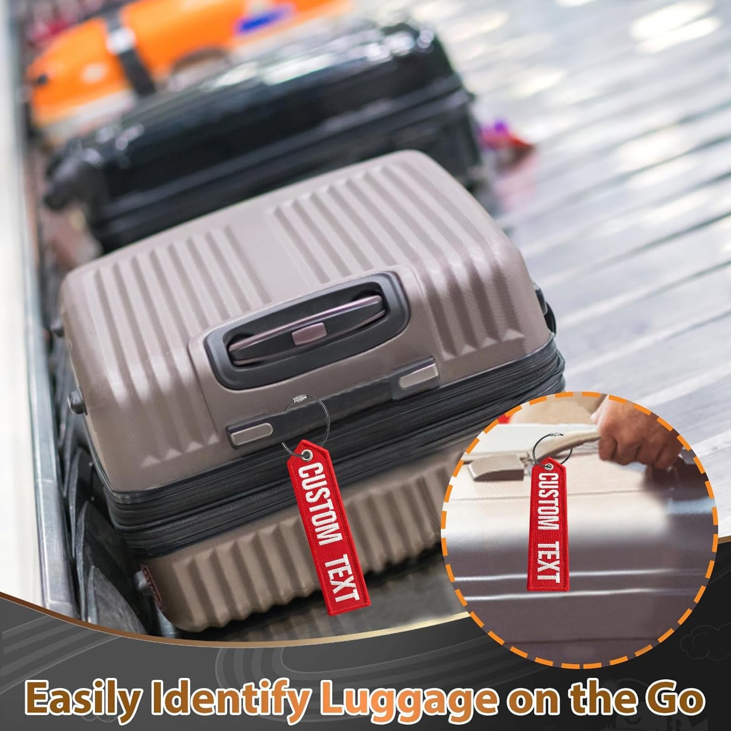 Personalized Embroidery Luggage Tag, Double Sided Embroidery Your Text/Number, Travel Labels Travel Tag for Backpack Suitcase Baggage