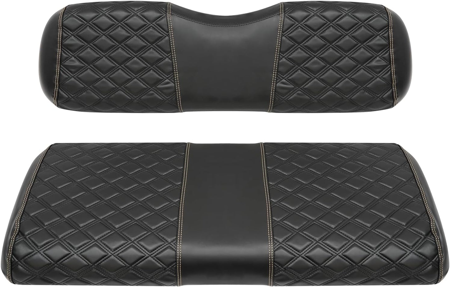 Golf Cart Front Seat Covers Waterproof Vinyl Leather Seat Cover Accessories for EZGO TXT/RXV Club Car DS/Precedent Yamaha G29/Drive Aftermarket Rear(2PCS) (for Aftermarket Rear, Black)