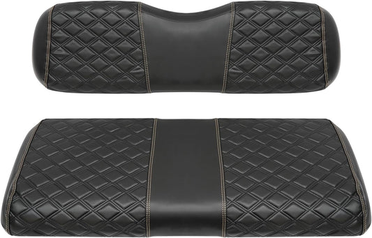 Golf Cart Front Seat Covers Waterproof Vinyl Leather Seat Cover Accessories for EZGO TXT/RXV Club Car DS/Precedent Yamaha G29/Drive Aftermarket Rear(2PCS) (for Aftermarket Rear, Black)