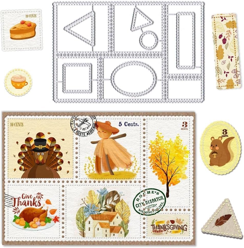 Lapoo Cutting Die for Scrapbooking, 3D Backgrounds Frame New Cutting Dies DIY Album Card Making Decor Paper Craft Metal Die Cuts Party Decorations (Postage Stamp 5.4 x 3.6 in)