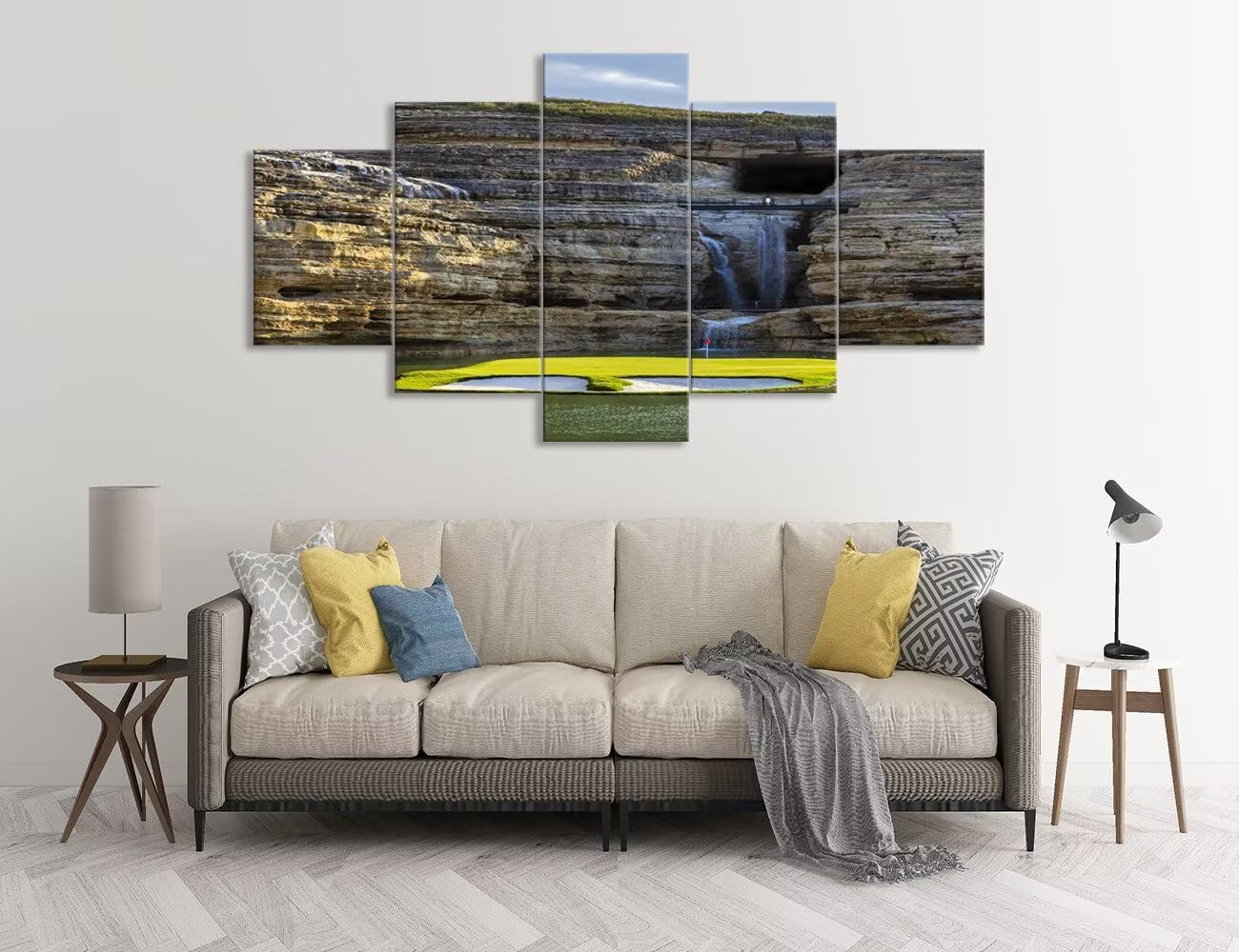 chenchenArt Payne's Valley Golf Course 19th Hole Wall Art for Living Room Bedroom Bathroom Home Decorations Payne's Valley Golf Course Picture Poster Canvas Prints Framed Ready to Hang(60''W x 40''H)