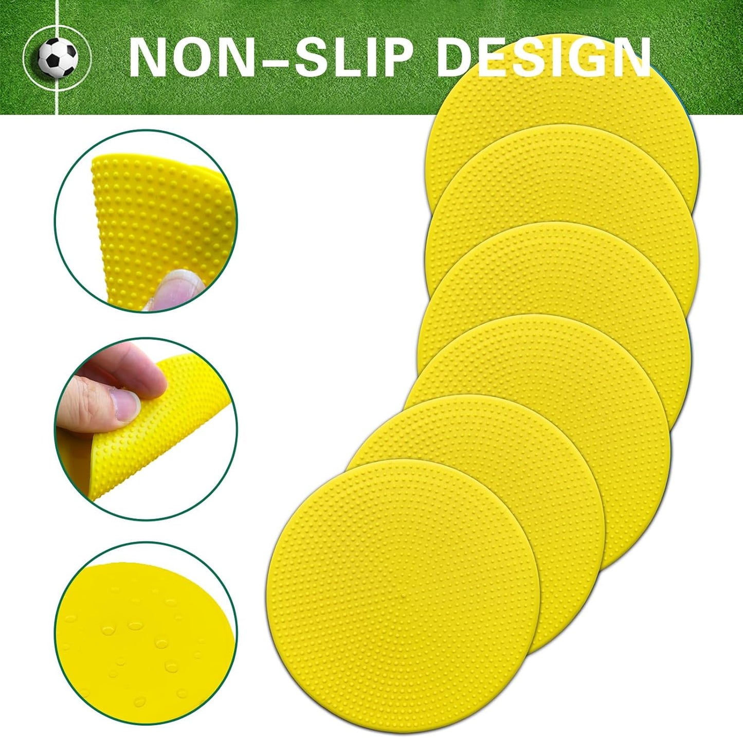 Poly Spot Markers 10 inch 12 Pcs Non-Slip Rubber Agility Training Markers Floor Dots Flat Field Cones for Football, Soccer, Basketball, School Exercise Drills, Dance Practice