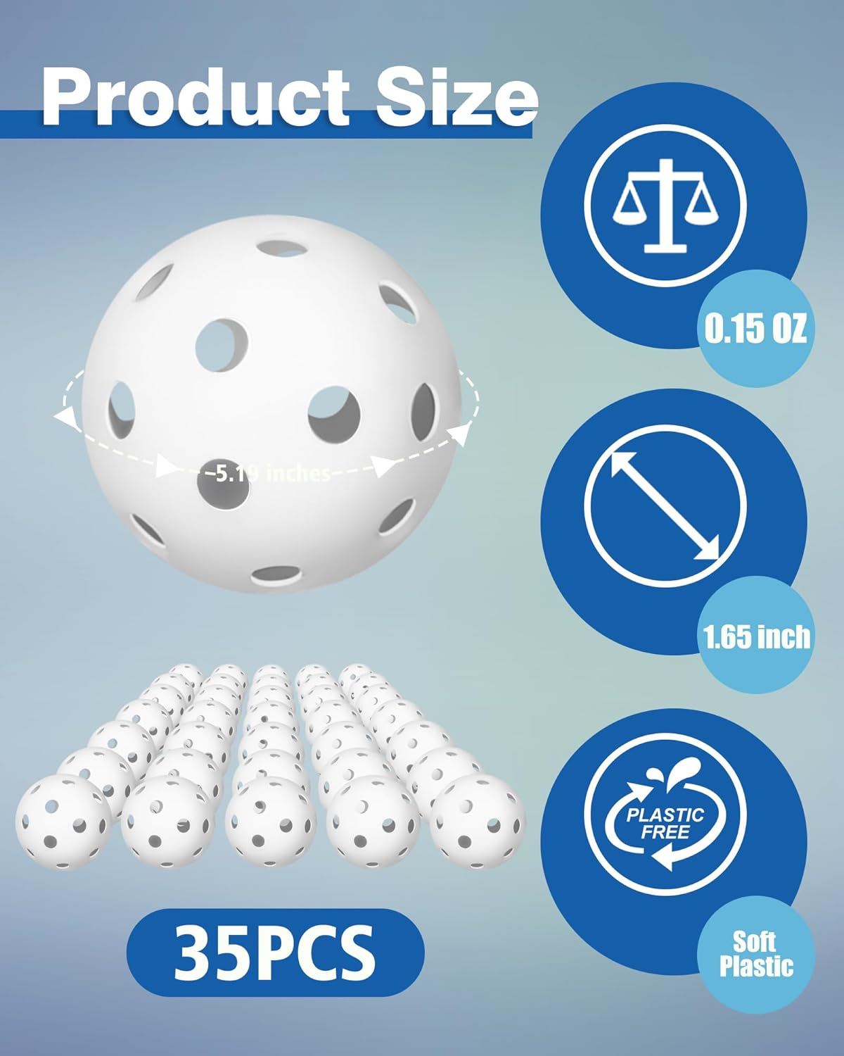 35 Pack Practice Golf Balls Limited Flight Plastic Golf Balls 42mm Practice Golf Balls for Backyard Golf Training Balls for Swing Practice, Airflow Hollow (Multiple Colors)