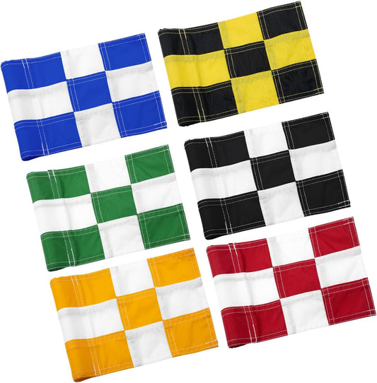 KINGTOP Checkered Golf Flag All 8x6 Inch – 420D Nylon, Tube Inserted – Mini Practice Putting Green Flags for Yard