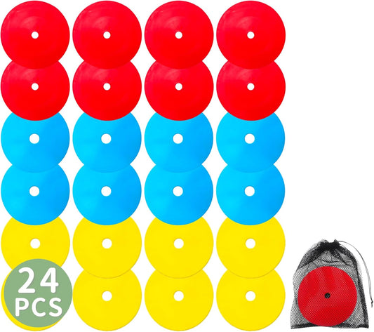 LEZER 6 Inch 8 Inch Flat Cones, Spot Markers, Soccer Cones, Field Court Markers, Sit Spots, Flat Discs, Soccer Training Equipment, Agility Practice, Football, Made in Taiwan