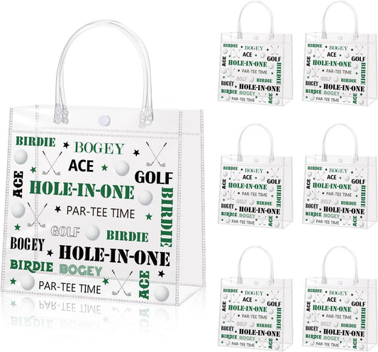 Liobelon 24 Pieces Golf Clear PVC Gift Bag with Handles Transparent Golf Goodie Bags 8 x 8 x 3.2Inch Sport Theme Party Favor Bag for Birthday Holiday Sports Team