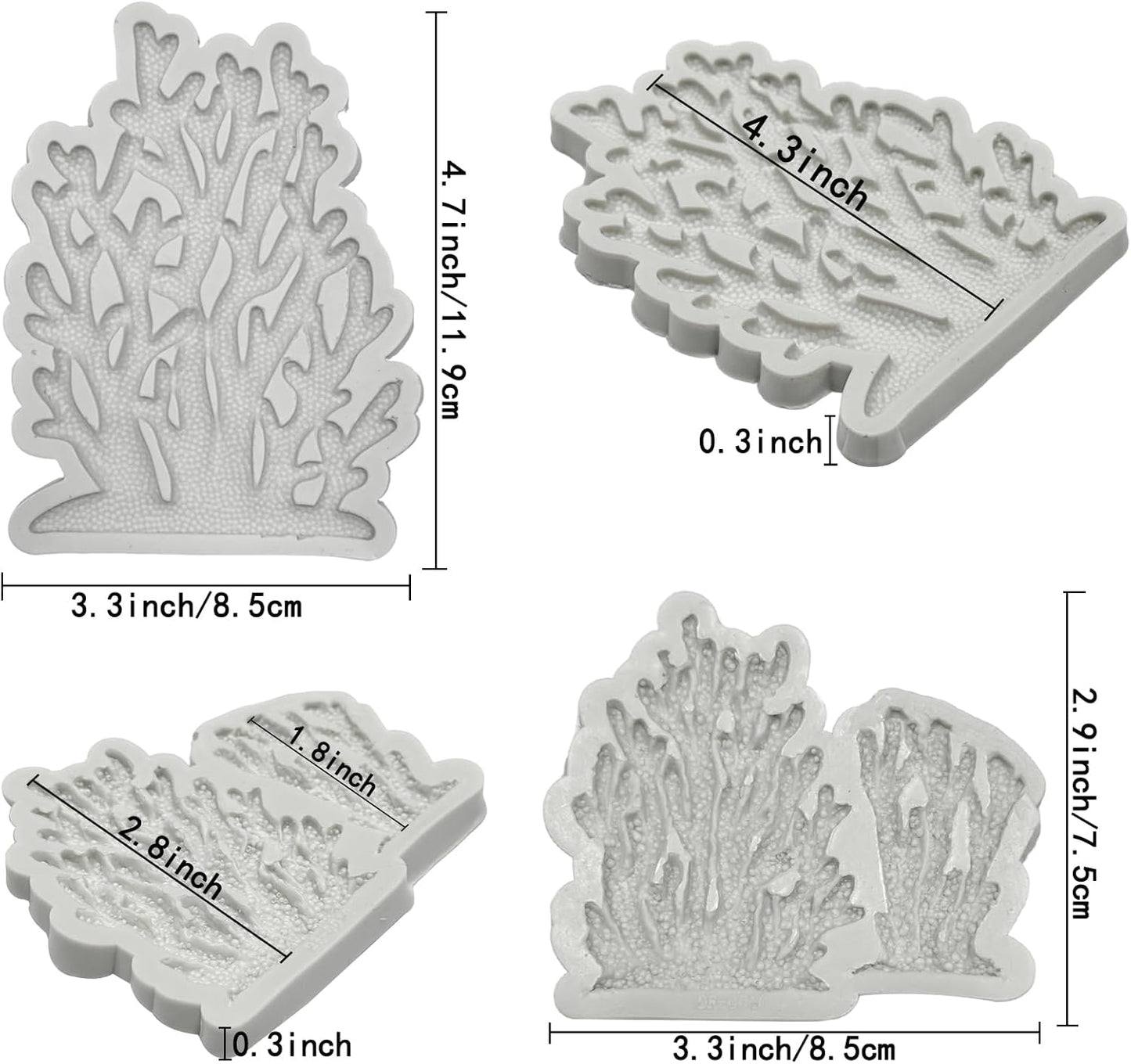 5 PCS Marine Theme Fondant Silicone Mold Seaweed Sea Fish Coral Sea Turtle Shape DIY Handmade Baking Tools, For Theme Cake Cookie Chocolate Candy Decoration Fondant Polymer Clay