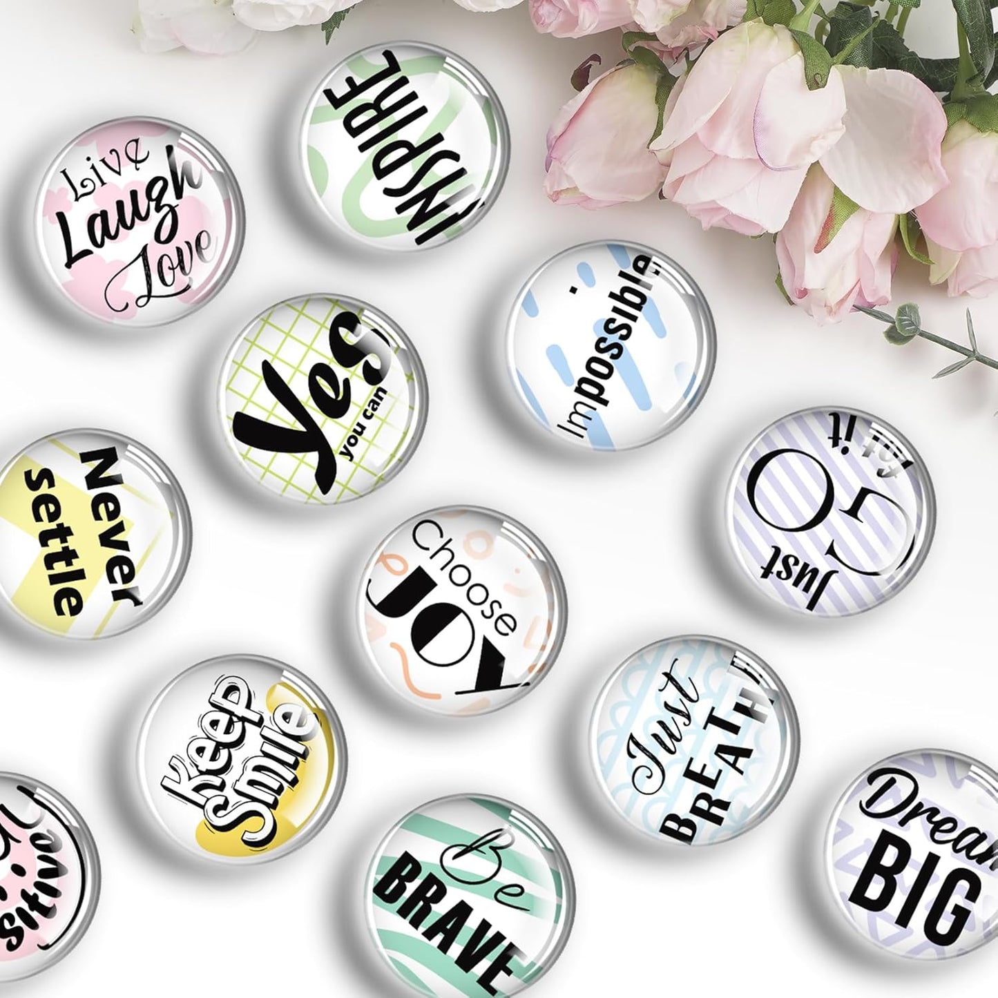 FINDMAG 12 Pack Strong Refrigerator Magnets, Glass Fridge Magnets, Cute Fridge Magnet Sticker, Small Magnets for Whiteboard, Classroom, Kitchen, Office, Home, Cabinet and Photos