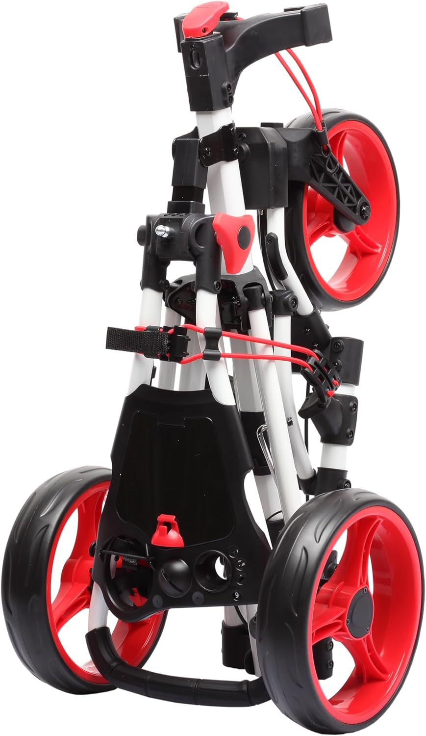 Golf Push Cart 3 Wheel with 360 Rotating Front Wheel, One Second to Open & Close, Lightweight Folding Golf Pull Cart with Foot Brake, Umbrella Holder, Cup Holder, & Storage Compartment