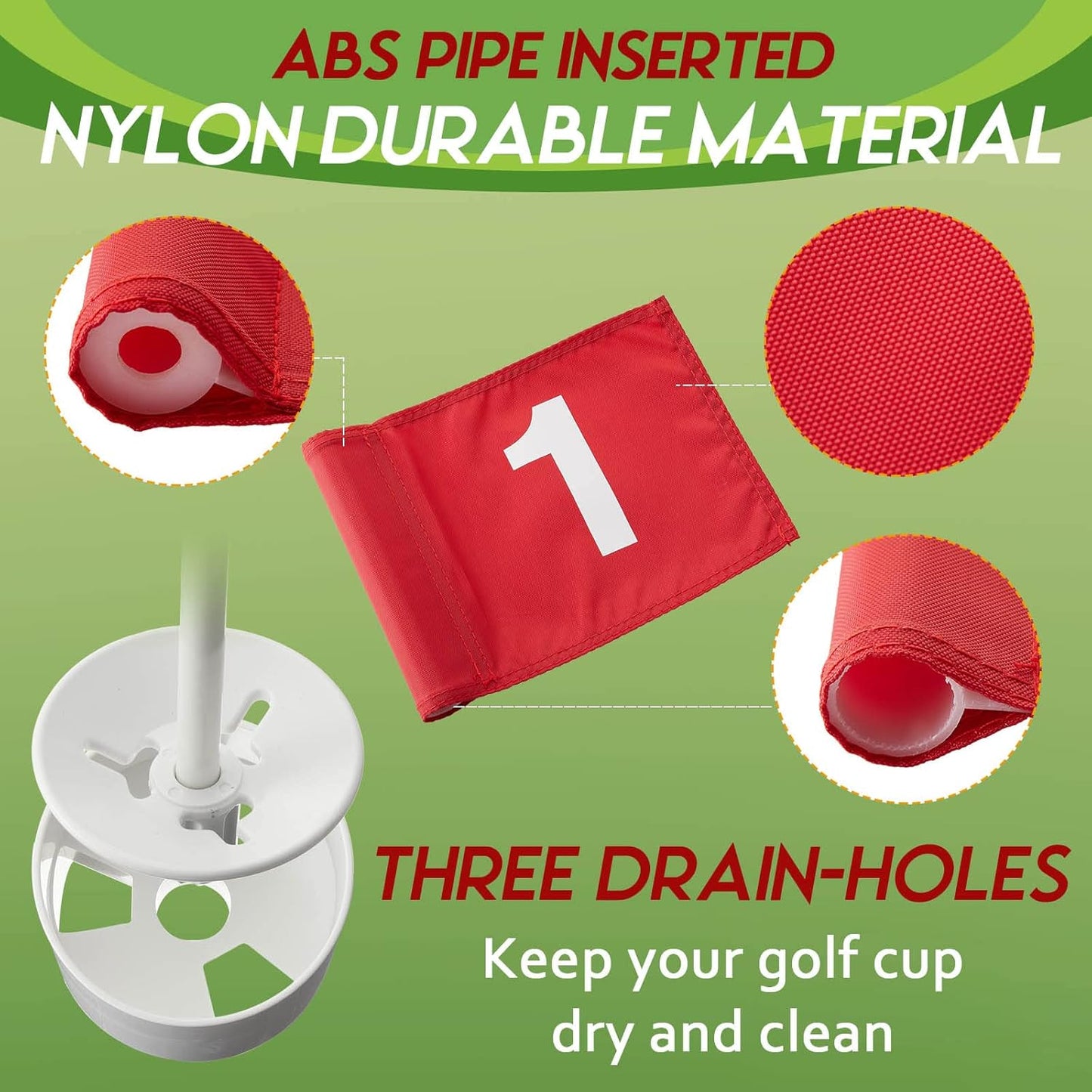 Lewtemi 3 Pcs Golf Flagstick Mini, Putting Green Flag for Yard, All 3 Feet, Detachable Golf Hole Cup, Portable 2 Section Fiberglass Sticks and Flag for Driving Range Backyard Gifts Idea