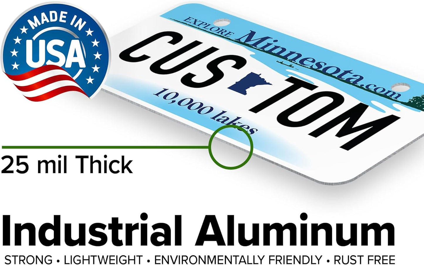 Mini License Plates, Personalized License Plates, Custom for Car, Bikes, ATV, Kids Car, Golf Cart, Jeep, 2x4 Inch, Rust-Free Fade Resistant Aluminum, USA Made by My Sign Center (Minnesota)