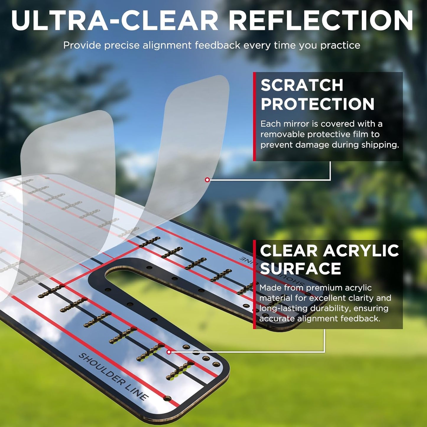 KINGTOP Golf Putting Mirror - Alignment Putting Training Aids for Consistency & Accuracy - Ideal for Indoor | Outdoor Practice, with Carry Bag and Golf Tees