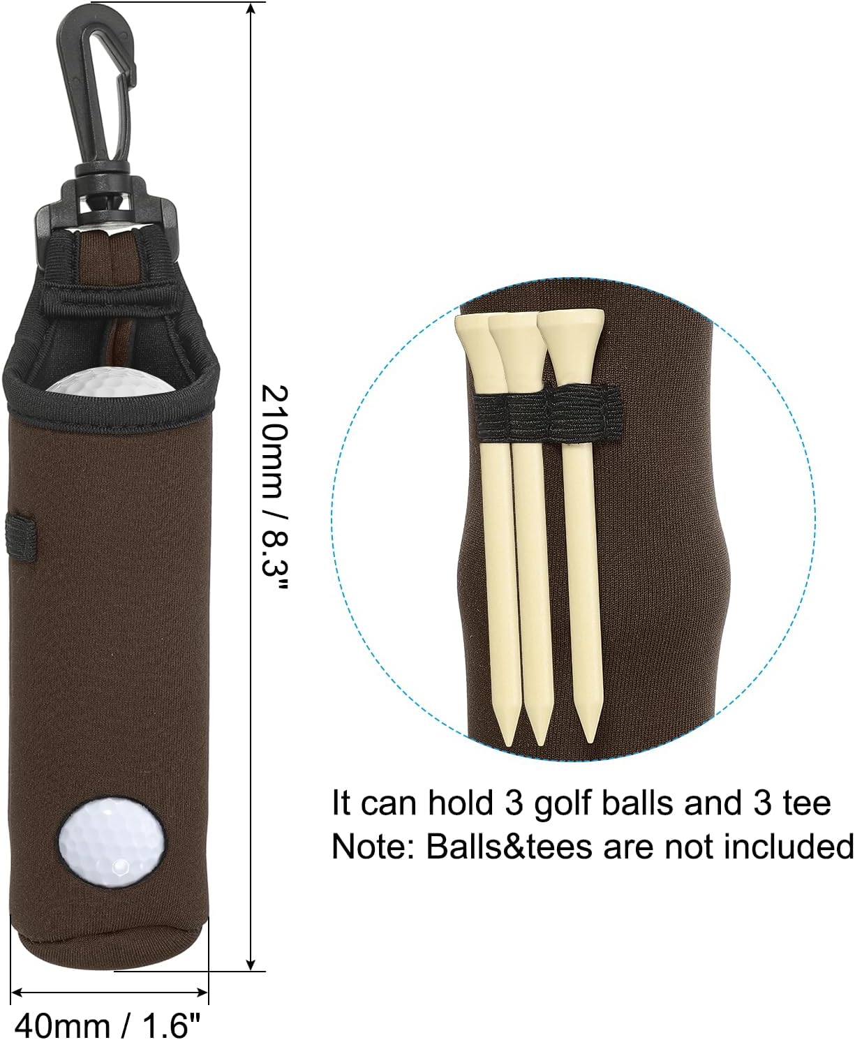 PATIKIL Golf Ball Carry Bag Golf Tee Holder Pouch Portable Neoprene Golf Ball Holder with Clip for Men and Women