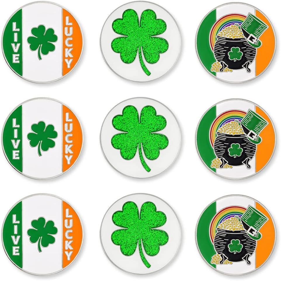 PinMart’s Mix Bundle Pack of 9 Golf Ball Markers - Golf Accessories for Men and Women – United States Eagle and American Flag Magnetic Ball Markers Set of 9