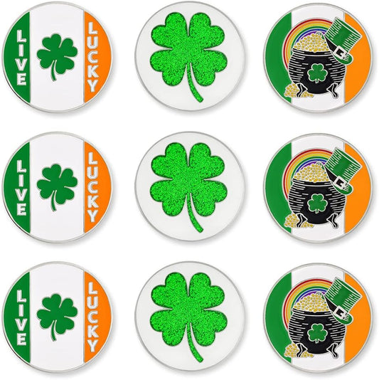 PinMart’s Mix Bundle Pack of 9 Golf Ball Markers - Golf Accessories for Men and Women – United States Eagle and American Flag Magnetic Ball Markers Set of 9