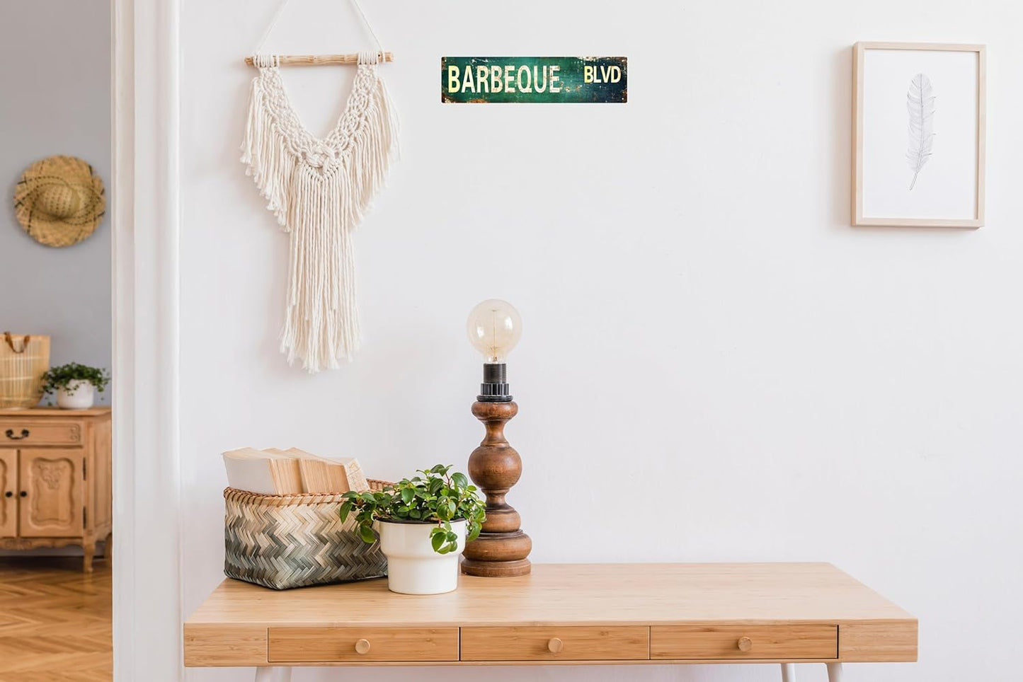 AWISZZZ Vintage Metal Tin Sign Retro Barbeque Blvd Signs Stylish Wall Art Plaques for Home Decor Bathroom Kitchen House and Gothic Wall Decor or as a Unique Poster 16x4 in